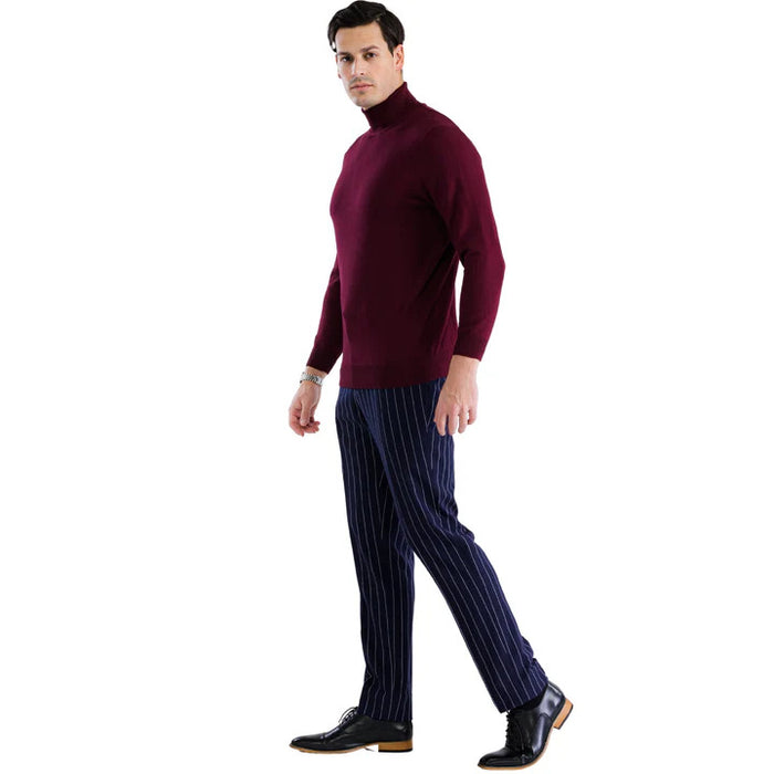 MENS BURGUNDY PULLOVER TURTLENECK SWEATER - Image 4