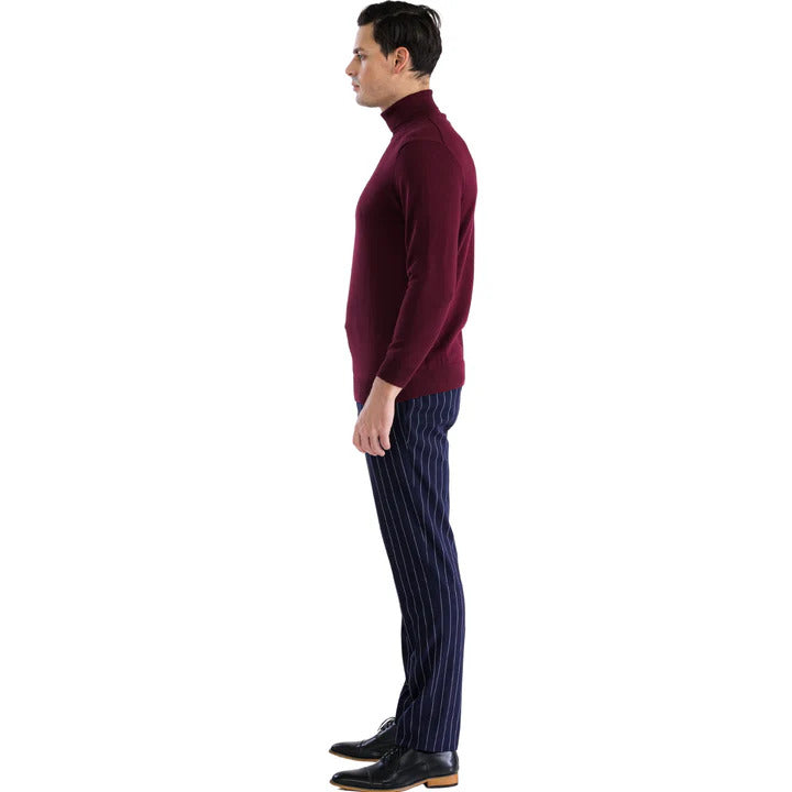 MENS BURGUNDY PULLOVER TURTLENECK SWEATER - Image 5