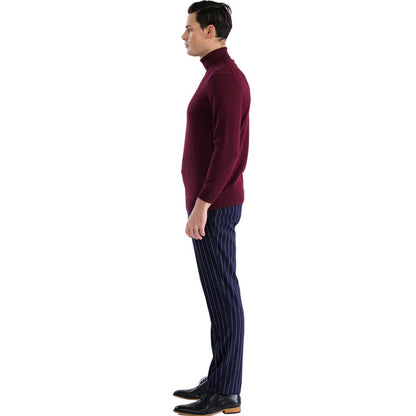 MENS BURGUNDY PULLOVER TURTLENECK SWEATER - Image 5