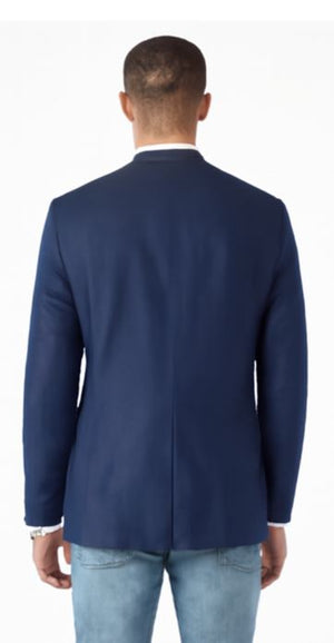 Men'S Navy Solid 2 Button Linen Classic Fit Sport Coat Blazer - Image 2