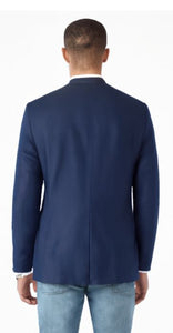 Men'S Navy Solid 2 Button Linen Classic Fit Sport Coat Blazer