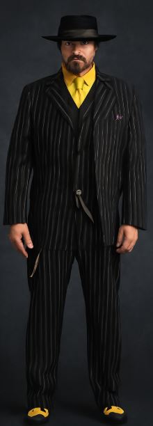 Men's Black and Gold Stripe Long Zoot Suit - Image 4