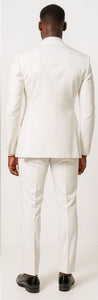 Big Lapel - Wide Lapel - Tom Ford Style Suit - Ticket Pocket - White
