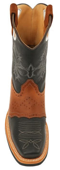 Men's King Exotic Boots Genuine Leather with Saddle Vamp Handcrafted Black & Brown Boots - Image 3