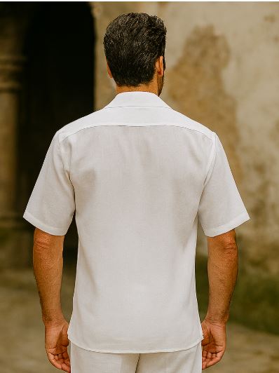 mens-two-piece-white-linen-short-sleeve-two-piece-mens-walking-outfit-