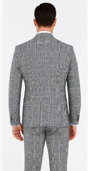 Men's Grey Glen Plaid Double-Breasted Suit – Classic Prince of Wales Check Two-Piece Set By Rossiman