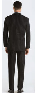 Bold Pinstripe Wide Suit in Black