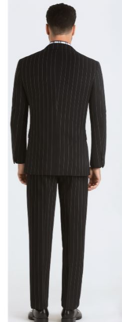 Bold Pinstripe Wide Suit in Black
