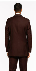 Brown Slim Fit 2 Piece Tuxedo With Satin Peak Lapel