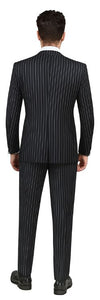 Bold Pinstripe Suit in  Black