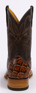 Brown Pirarucu Fish Print Boots Square Toe