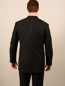 Men'S Black With White Stripe Double Breasted Suit
