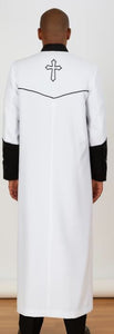 White/Black Cross Accent Robe With Stole Mandarin Suits