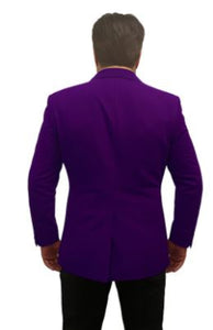 Single-Breasted Fully Lined Men's 2 Btn Notch Collar Velvet Purple