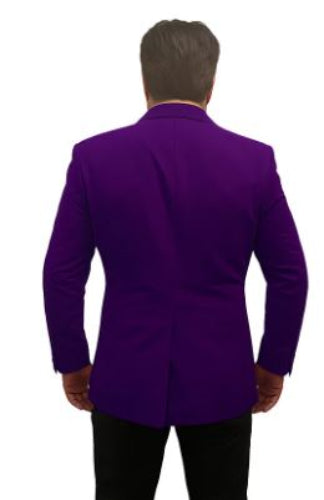 Single-Breasted Fully Lined Men's 2 Btn Notch Collar Velvet Purple