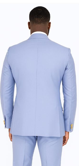 Double Breasted Blazer with Gold Buttons - Blue Sport Coat