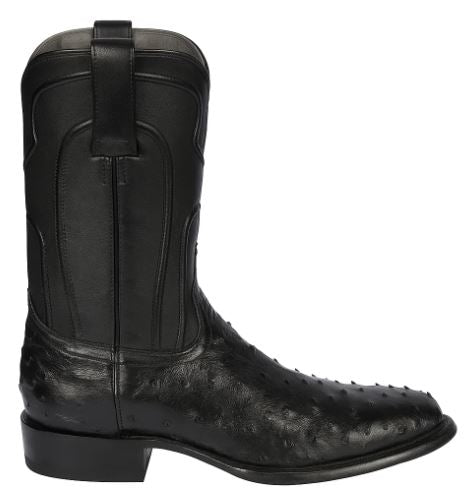 Los Altos Boots Men's Ostrich Roper Western Boots Black