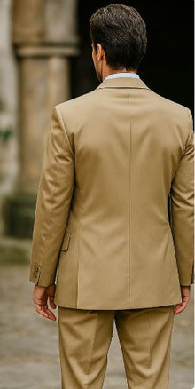 Men's Two Button Suit - Camel ~ Khaki  2 Piece Suits - Two piece Business suits Suit