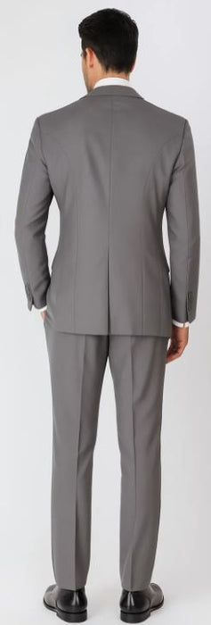 Three Button Suit - Classic Fit Pleated Pants - Mens Three Button Classic Fit Light Grey Vested Suit