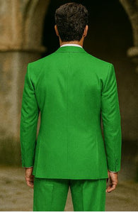 Men's  Lime Green ~ Apple   Vested 3 Piece Suit Flat Side Vented  2 button suits