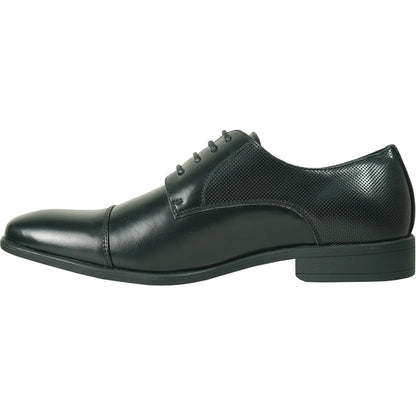 Bravo Mens Antique Cap Toe Lace Up Oxford Dress Shoe in Black