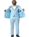 Men’s Baby Blue Prom Tuxedo with Vested Suit, Rhinestone Sequin Lapel and Matching Pants