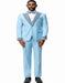 Men’s Baby Blue Prom Tuxedo with Vested Suit, Rhinestone Sequin Lapel and Matching Pants