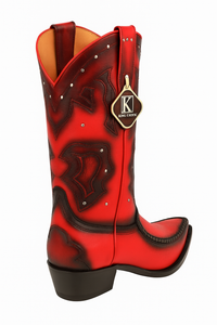 Men's King Exotic Genuine Sharkskin Boots 3x Toe Burnished Red (495v20912)
