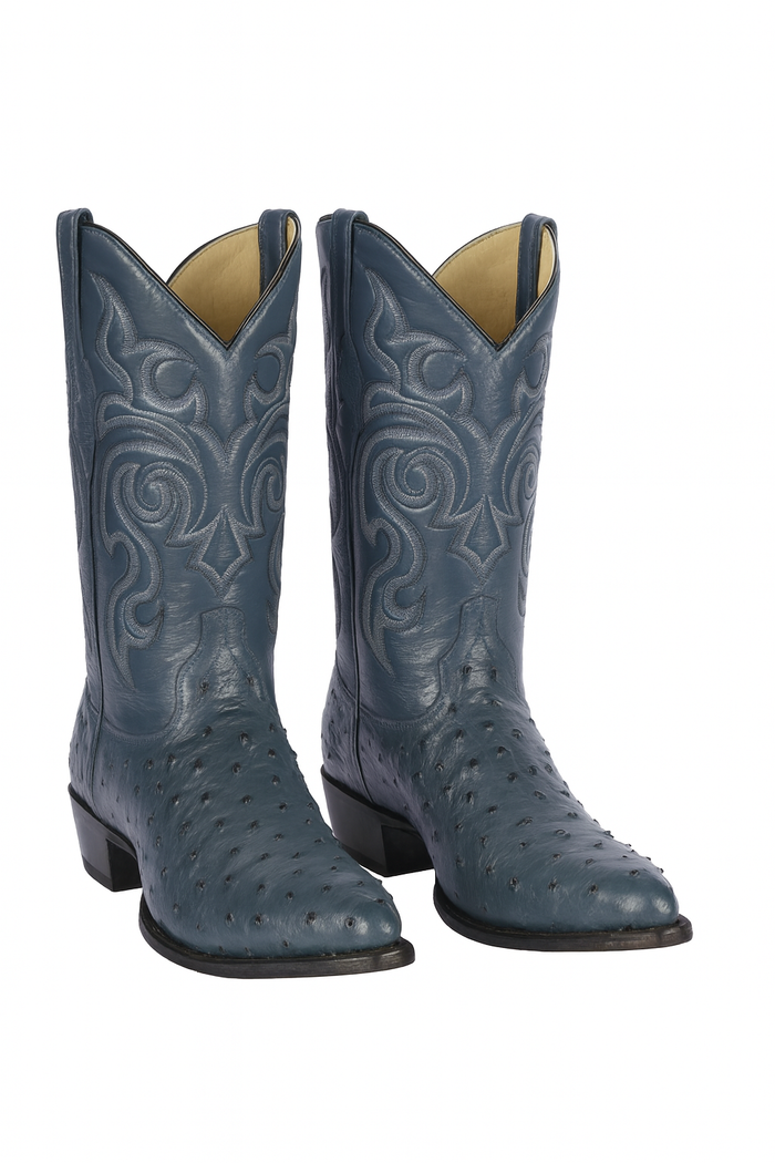 Blue Ostrich Cowboy Boots J-Toe - Image 5