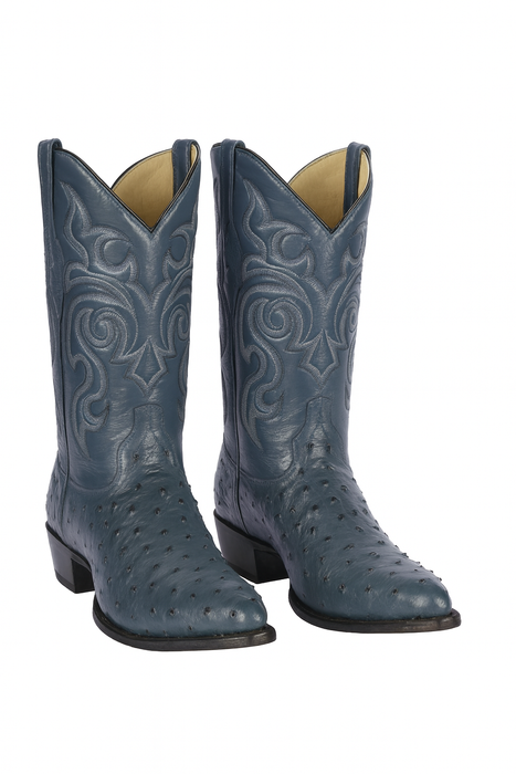 Blue Ostrich Cowboy Boots J-Toe