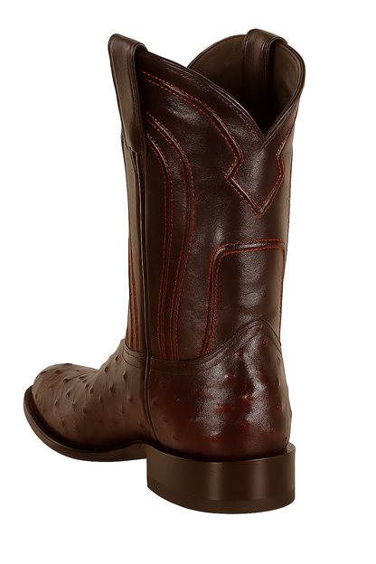 Black Cherry Roper Ostrich Western Boots - Image 6
