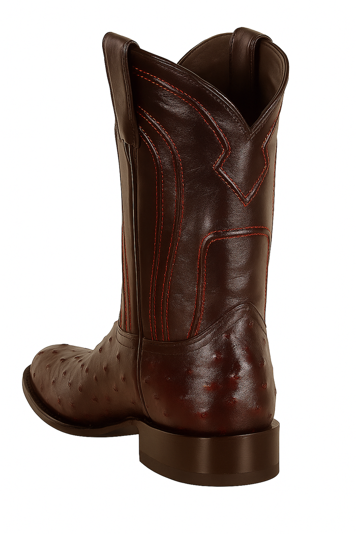 Black Cherry Roper Ostrich Western Boots - Image 6