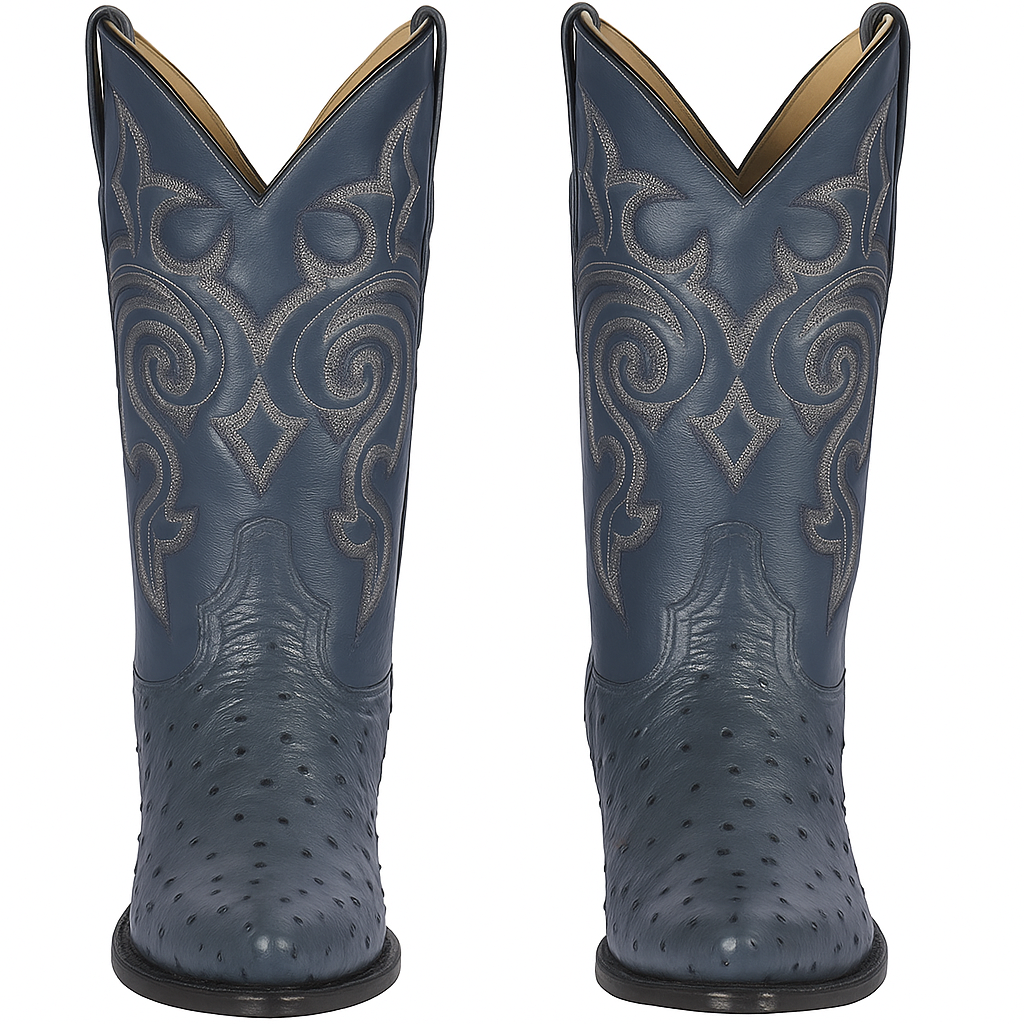Blue Ostrich Cowboy Boots J-Toe - Image 6
