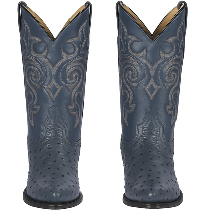 Blue Ostrich Cowboy Boots J-Toe - Image 6