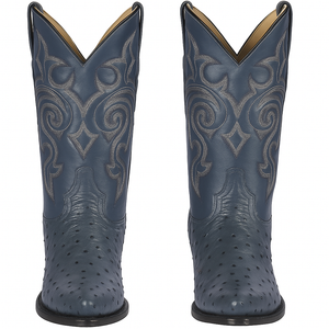 Blue Ostrich Cowboy Boots J-Toe