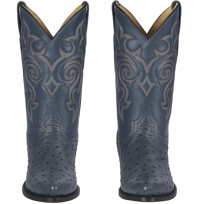Blue Ostrich Cowboy Boots J-Toe