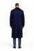 Dark Navy Blue Overcoat ~ Long Men's Dress Topcoat -  Winter coat With Fur Collar in and Fabric