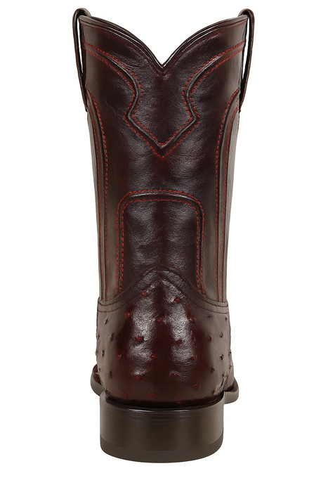 Black Cherry Roper Ostrich Western Boots