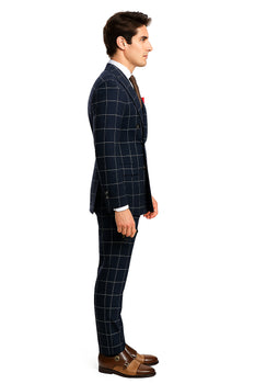 Mens Black and White Window Pane ~ Plaid Double Breasted Suits Suits - Image 8