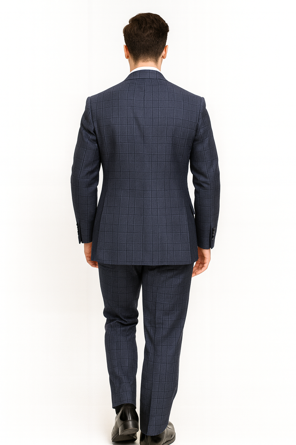 Mens Italian Wool Suit Color Sapphire - Men's Designer Classic Fit Double Breasted Wool Sapphire Blue Suit - Image 9
