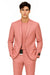 Men's 2 Button  Flap Front pockets Vested Salmon ~ Coral color Suit