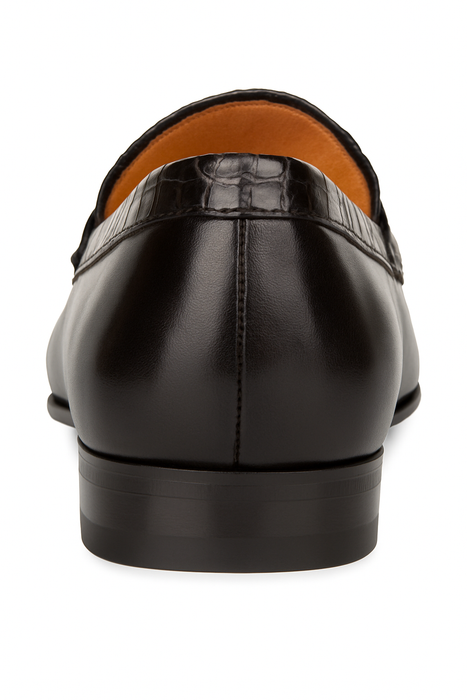 Mens Mezlan Sica Crocodile & Calfskin Loafer Dress Shoe in Black