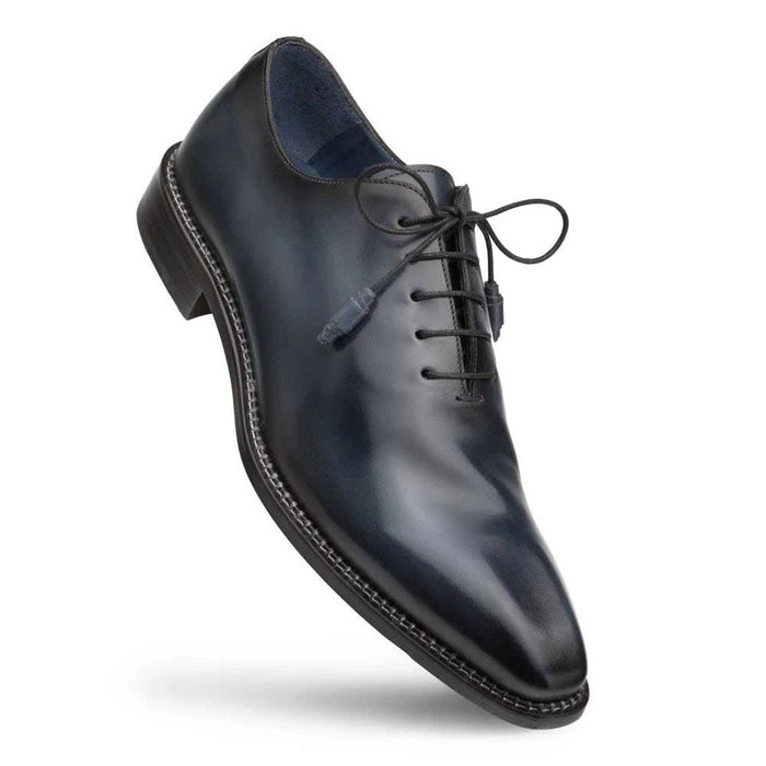 Mezlan Men's Enterprise Balmoral Oxford – Blue Leather Plain-Toe Dress Shoes