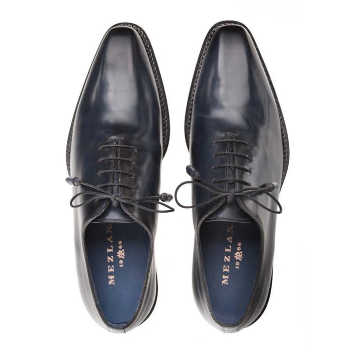 Mezlan Men's Enterprise Balmoral Oxford – Blue Leather Plain-Toe Dress Shoes