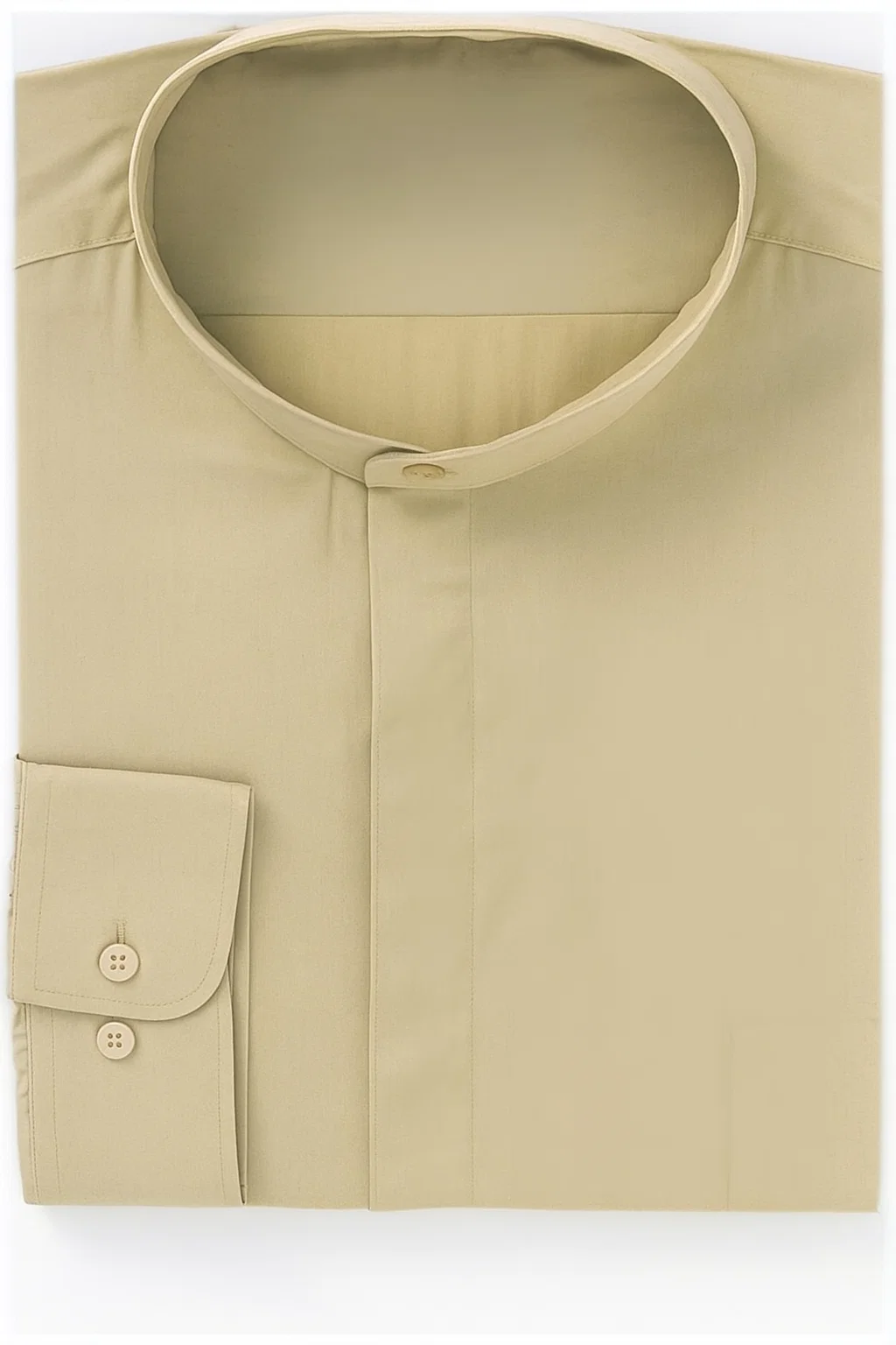 Band Collarless Khaki Men's Dress Shirt MensUSA Band Collarless Khaki Men's Dress Shirt MensUSA