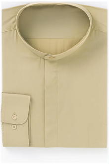 Band Collarless Khaki Men's Dress Shirt