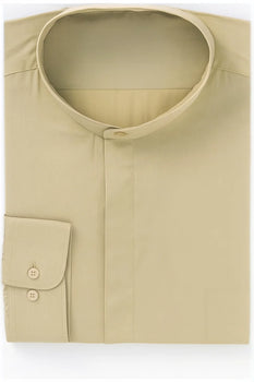 Band Collarless Khaki Men's Dress Shirt