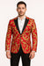 Men's Red and Gold Baroque Tuxedo Jacket with Black Satin Shawl Lapel