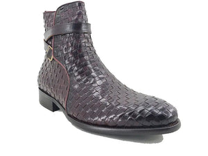 Carrucci Basket Weave Calfskin Buckle Boot - Luxury Brown Leather
