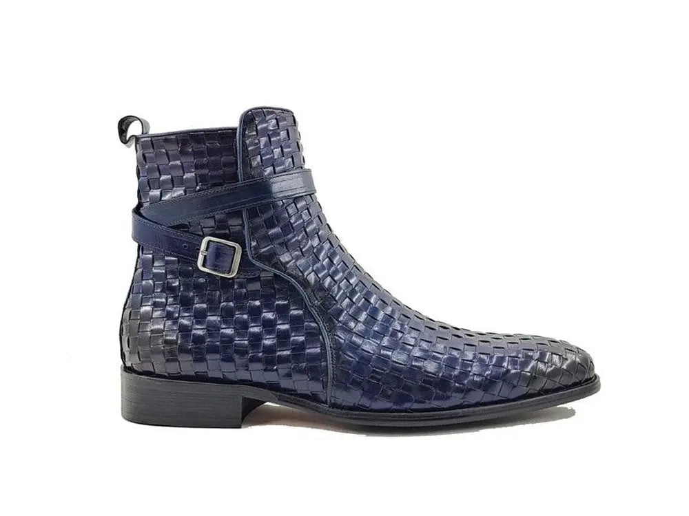 Carrucci Basket Weave Calfskin Buckle Boot - Luxury Brown Leather